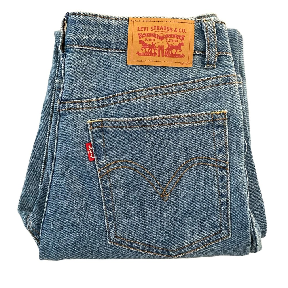 Levi's Ribcage Ankle Straight Kids Teens Denim Jeans Size 16‎ Light Wash EUC